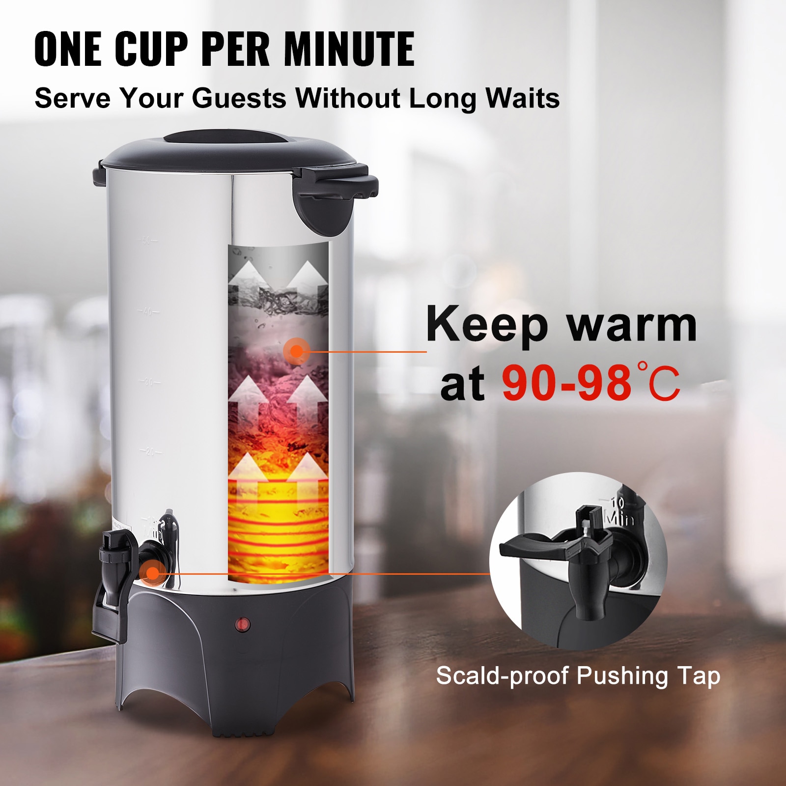Commercial Coffee Urn Stainless Steel Coffee Maker 50 Cup Dispenser_voghion.com